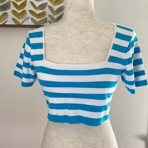 NWT Zara cropped striped short sleeve sweater - Picture 1 of 9